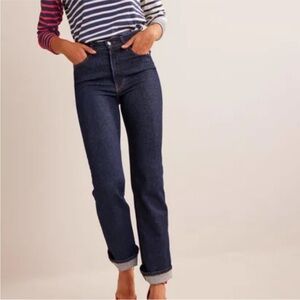 Boden High Rise True Straight Jeans Rinse Wash Dark 29 x 30